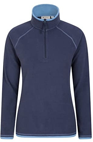 Mountain Warehouse Montana Womens Microfleece - Breathable Ladies Sweater, Quick Drying Pullover, Warm Fleece Jacket, Half Zip - For Spring Summer, Travelling, Outdoors Navy Women's Size 8