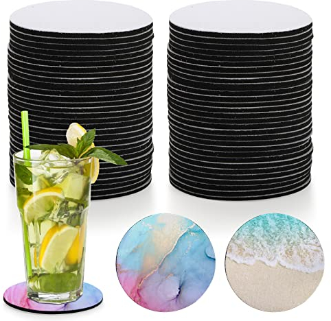 Okllen 60 Pack Sublimation Blank Untersetzer, Runde Sublimation Blank Cup Matte, Gummi Heat Transfer Press Cup Untersetzer, 10CM