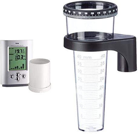 TFA 47.3003 - Pluviómetro digital con sensor remoto & 47.1001 - Pluviómetro plástico, 40 L, con Registro