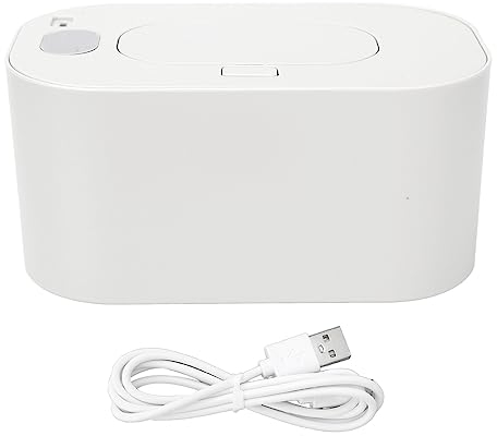 Wipes Warmer, Intelligent Wipes Warmer for Disposable Baby Wipes with Constant Temperature, Portable USB Wipe Warmer with Large Capacity for Travel Home, Car, Gift Ideas (White)