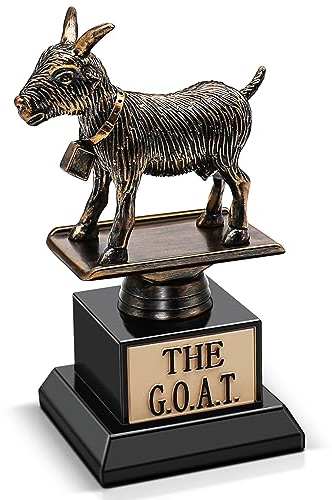Flexzion The Goat Trophy Award - Trofeo divertido para adultos, placa grabada con estatua, placa de regalo de reconocimiento única para deportes de fantasía, empleado, profesor, jefe, amigo y más