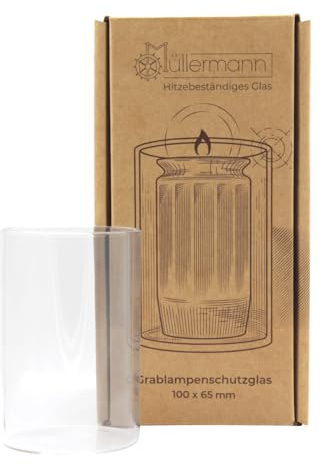 luterna Grablampenschutzglas für kleine Grabkerzen, hitzebeständig, Müllermann, 100/65 mm
