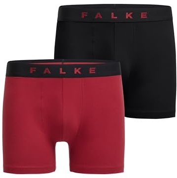 FALKE Herren Boxershorts Daily Comfort Multipack M Bx Baumwolle atmungsaktiv 2 Stück, Mehrfarbig Black Red 0010, XL
