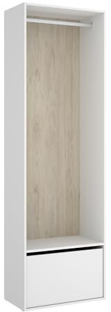 DEKIT GRUPO RIMOBEL SUIT - Armario-vestidor con zapatero y con trasera reversible - BLANCO/NATURAL - 205 x 60 x 45