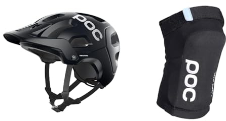 POC Tectal Fahrradhelm - Leichter Trail- und All-Moutainh-Helm & Joint VPD Air Knee - Leichter und Flacher Knieschoner, der für Komfort und Sicherheit am Trail sorgt, Uranium Black