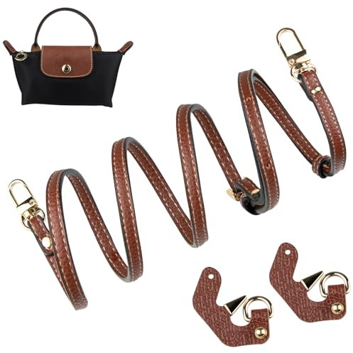 Schultergurt Strap für Longchamp Le Pliage Original Mini Bag, Schulterriemen Gurt Taschengurte Schultertaschen Crossbody Riemen für Long Champ Lange Henkel Taschen (Breite:9mm,Farbe:Braun)