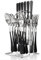 Flatware Set with Stand, 24 Pieces Stainless Steel Cutlery Set with Holder, Knife Fork Spoon Hanging Flatware Setfor 6 Person, Modern Kitchen Eating Utensils Set, Dishwasher Safe (Black)