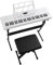 LEADZM Clavier Piano 61 Touches, Piano Numérique avec Support de Clavier, Banc de Piano, Pupitre, Casque, Microphone, Écran LED, 3 Modes D'apprentissage pour Débutants (Blanc)