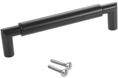 SOTECH tirador de mueble tirador de cajón E9 auténtico acero inoxidable negro mate BA 128 mm/Ø 16 mm con zócalos metálicos