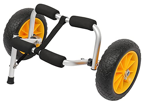 Bonnlo Foldable Kayak Cart, Lightweight Aluminum Alloy Frame, Universal Dolly Cart with 10'' Durable Solid Tires for Canoes, Paddle Boards, Boats, Strong 1.75 Thick Prongs