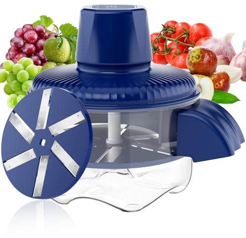 Automatic Peeling Machine, Upgraded 6 Leaf Blade Electric Grape, Cherry Tomato & Garlic Peeler, Rechargeable Wireless, Easy Clean Portable Kitchen Tool for Salad Prep & Picnic (Blue)