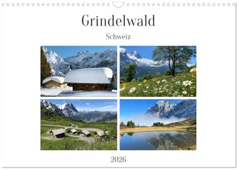 Grindelwald - Jungfrauregion Schweiz (Wandkalender 2026 DIN A3 quer), CALVENDO Monatskalender: Grindelwald - Natur pur in vier Jahreszeiten (CALVENDO Natur)