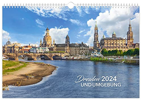 Kalender Dresden und Umgebung 2024: | 45 x 30 cm | weißes Kalendarium
