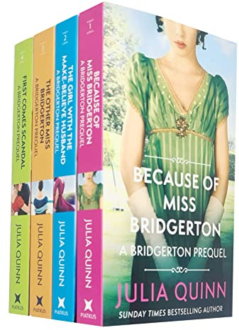 The Rokesbys Bridgerton Prequels Series Books 1 - 4 Collection Set by Julia Quinn (Because of Miss Bridgerton, The Girl with the Make-Believe Husband, The Other Miss Bridgerton & First Comes Scandal)