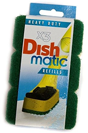 Dishmatic WHOLESALEDEALS4-U 3 x Heavy Duty Green Refill Sponges from Caraselle