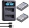 DuraPro 2Pcs 2000mAh PS-BLS5 BLS5 BLS50 Battery + LCD USB Battery Charger for Olympus BLS-5,BLS-50,PS-BLS5 and Olympus OM-D E-M10,PEN E-PL2,E-PL5,E-PL6,E-PL7,E-PM2,Stylus 1