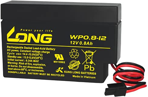 Kung Long WP0.8-12 Blei-Vlies-Akku, 12Volt, 0,8Ah mit MOLEX Stecker