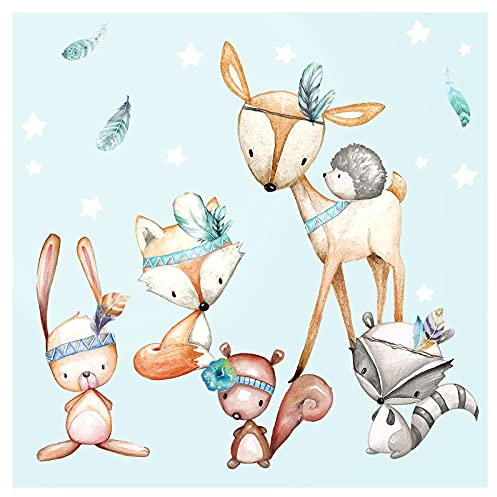 Little Deco Wandtattoo Waldtiere Wandsticker für Kinderzimmer Wanddeko DL671A