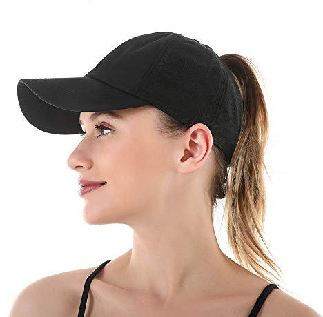 AIDIER Damen UV-Schutz Pferdeschwanz Baseballkappe Schnell Trocknend Mesh Sport Kappe Basecap Mädchen Sonnenhut Atmungsaktiv Ponycap Baseballmütze für Golf Laufen Radfahren Outdoor Cooler Sommerhut