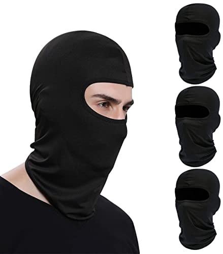 SPOKKI 4 Stück Sturmhaube Balaclavas Gesichtsmaske Schwarz Skimaske Motorrad Sturmhaube UV Schutz Sturmmaske MTB Full Coverage für Frauen Männer Outdoor Sport Winter Sommer (4 Schwarz)