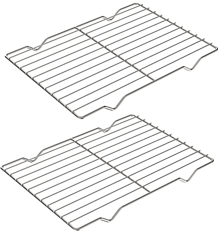 Adorila 2 Pack Cooling Rack for Baking, 8.3 x 11.4 Stainless Steel Grill Rack, Small Grid Baking Rack for Baking Cooking Roasting Oven (Silver)