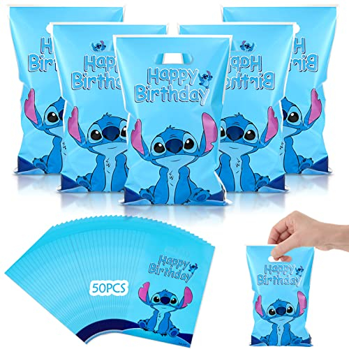 50 Stück Geschenktüten, Plastik Klein Geschenk Candybar Tüten Kinder Geburtstagstüten Süßigkeiten Tüten Candy Tüten Bunt Candy Partytüten, Für Kinder Geburtstag Party (Sti-tch)