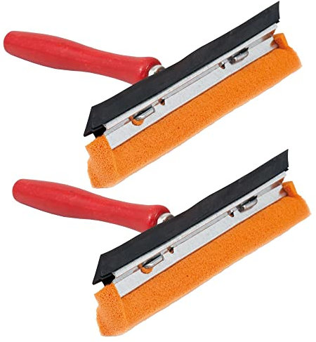 Novaliv 2X Scheibenabzieher Auto 21 cm Holzgriff 16 cm mit Abziehlippe und Gummischwamm Auto Abzieher Autoscheibe Scheibenputzer Wischschwamm