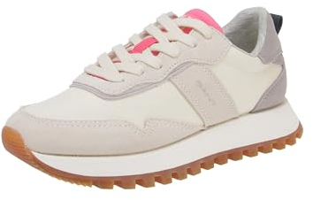 GANT FOOTWEAR Damen CAFFAY Sneaker, White/Gray/Fuchsia, 39 EU