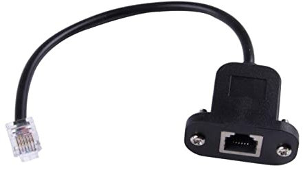 RIDENS 25cm Rj12 6p6c Telephone Female Socket To Male Adapter Jumper Lan Network Ethernet Bulkhead Panel Mount Extension Cable