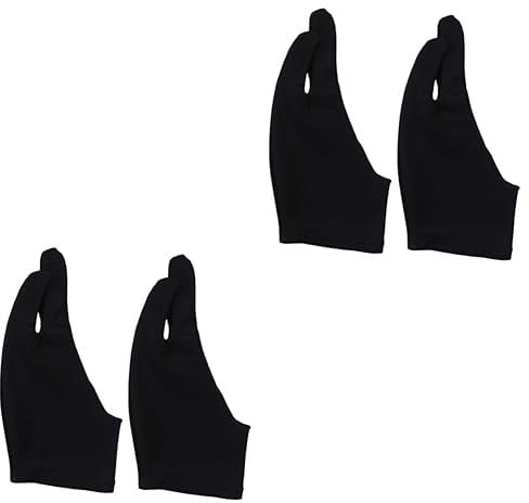 GLEAVI 2sets Two-Finger Gloves for Artists Sketch Glove Curved Fingers Drawing Glove for Digital Art Size l Black Spandex Material Anti-Sweat Thin 2pcs*2