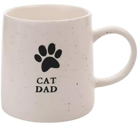 Widdle Gifts Cat Dad Stoneware Mug with Black Paw Print Design Father's Day/Birthday/Christmas 1066