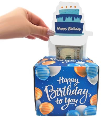 GEHENFRUCHT Geldgeschenk, Happy Birthday Geldgeschenke Box Geschenkbox DIY Geburtstag Geschenkverpackung für Männer, Frauen und Kinder (Blau)