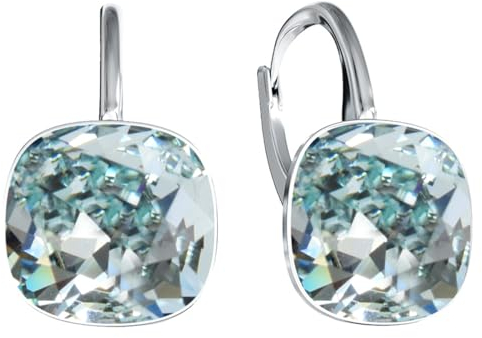 Damen Hängen Ohrringe Silber 925 mit Marken Kristalle Zirkonia - Schmuck Echt Silberne Hängende Ohrhanger für Frauen und Mädchen - Hängeohrringe Ideal Geschenk (Light azore)