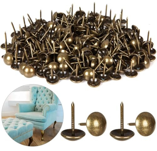 Wgewfhdf 100 Pcs Upholstery Tacks – Antique Bronze Decorative Thumb Tacks, Durable Furniture Push Nail Pins for Easy Organisation (11 * 17mm)