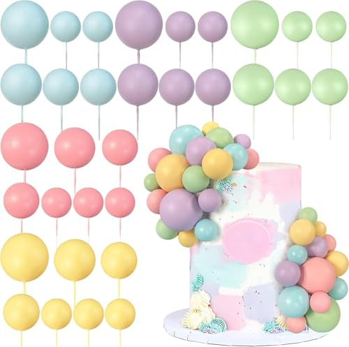 Kuchen Dekoration Kugel, 32pcs Tortendeko Kugeln, Kugel Cake Topper, Happy Birthday Tortendeko, Tortendekos Kugeln Cake Topper, Tortendekos Kugel Deko, für Geburtstage, Hochzeiten