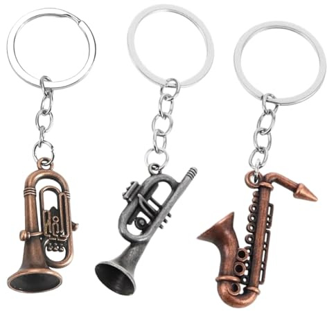 3 Stück Musikinstrument Schlüsselanhänger,Mini-Saxophon-schlüsselanhänger,Mini-Tuba-Schlüsselring,Modernes Metallic-Geschenk,Geburtstagsgeschenk Für Schwester Oder Freundin, Abschluss-geschenk