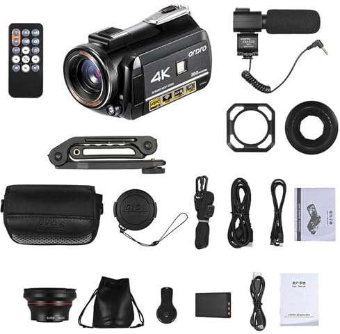 Akozon Digital Video Camera Camcorder 30MP 30X Zoom 3.0 Inch IPS LCD Touchscreen with Wide Angle Lens for Outdoor Activities
