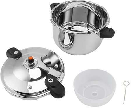Qcwwy Pressure Cooker, 80kpa Stainless Steel High Pressure Cooker with Safety Valve and Detachable Sealing Ring, for Induction Gas Electric Stove Cooking Rice Soup Steaming (12L)