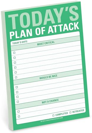 Knock Knock Plan of Attack Great Big Sticky Note, Daily to-Do List Sticky Pad, 4 x 6-inches