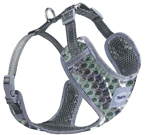 ThinkPet No-Pull Hundegeschirr Leine Set, Atmungsaktiv Brustgeschirr für Kleine Mittlere Große Hunde, Einstellbar Weich Laufgeschirre Sicher Kontrolle Gepolstert Reflektierendes Sicherheitsgeschirr