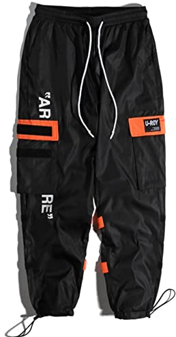 Herren Schnelltrocknend Jogging Cargo Freizeithose mit Kordelzug Elastischer Bund Hip Hop Multi-Taschen Harem Hosen Mode Streetwear