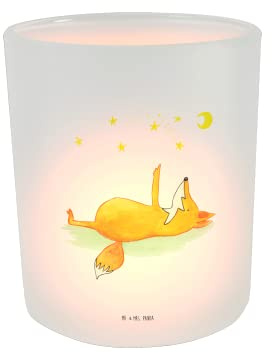Mr. & Mrs. Panda Deko Windlicht Fuchs Sterne - Geschenk, Füchse, Spruch schön, Teelichthalter, Windlicht Deko, Kerzenglas, Spruch positiv, Mond, Glas
