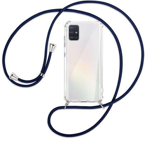 mtb more energy Handykette kompatibel mit Samsung Galaxy A51 (SM-A515, 6.5'') - dunkelblau - Smartphone Hülle zum Umhängen - Anti Shock Full TPU Case