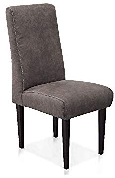 CAVADORE Esszimmerstuhl Malm / Polsterstuhl für Küche oder Esszimmer in Lederoptik / Mit Kontrastnaht / Passend zur Küchengarnitur Malm / 48 x 103 x 62 / Mikrofaser: grau