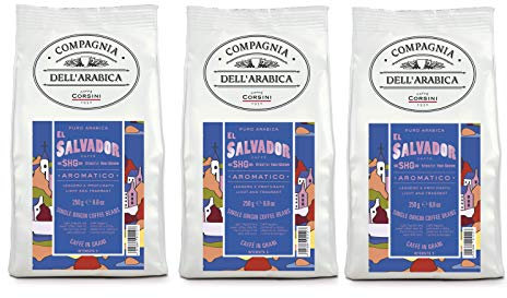 Caffè Corsini - Cafè en Grains 3x250g Compagnia Dell'Arabica El Salvador SHG, Mono Origine, Aromatique, 750g au Total