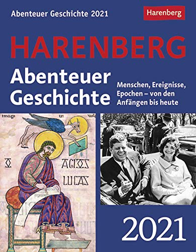 Abenteuer Geschichte - Kalender 2021 - Harenberg-Verlag - Tagesabreißkalender mit spannenden Geschichtsfragen - 13 cm x 15,8 cm