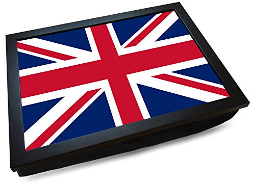 Deluxe Cushioned Lap Tray | Union Jack Flag | Wooden Frame | Bean Bag Cushion Base | #AB
