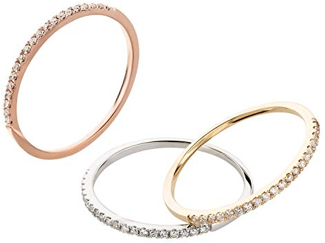 Ardeo Aurum Damenring aus 375 Gold Weißgold mit 0,10 ct Diamanten Brillant Memoire Vorsteckring schmal Stapelring Gr. 52