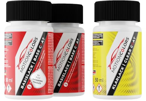 MOTIONCOLORS Frozen White Solid/Frost Weiss 7VTAWWA / PN3GZ0 für Ford Autolack Lackstift Set Grundlack Basislack Klarlack je 50ml