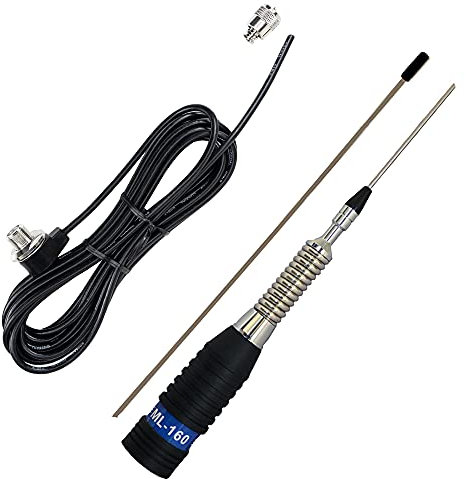 Pack antenne CB PNI ML160, 145 cm et câble de raccordement PNI T601 d'une Longueur de 4 mètres pour Montage sur Support Fixe